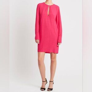 Equipment Femme Bonnie Dress Size Medium Pink Drapey Round Neck Long Sleeve Mini